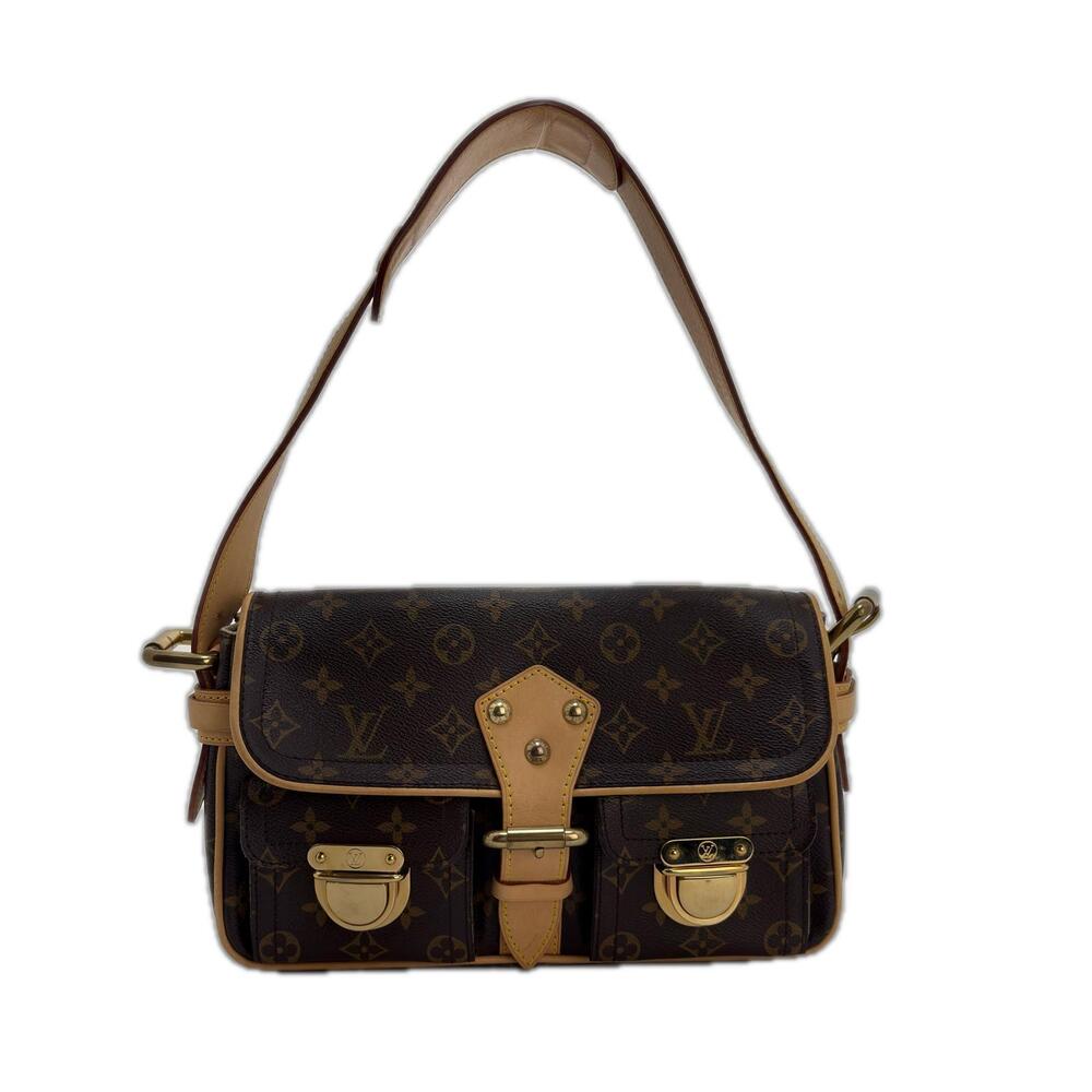 LOUIS VUITTON Hudson Shoulder Bag Monogram Glace Leather Brown